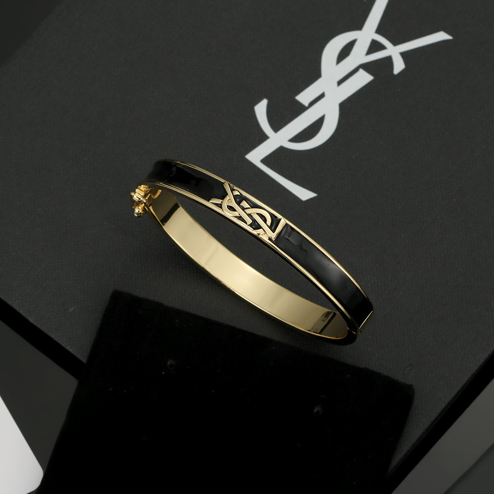 18K Saint Laurent YSL Black Bracelet