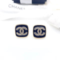 18K Chanel Square Resin Diamond Earrings