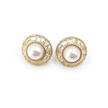 18K Chanel Pearl Round Earrings
