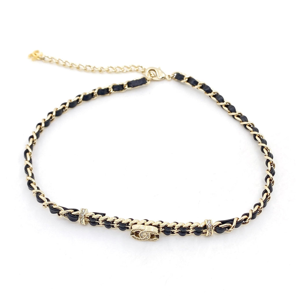 18K Chanel Leather Choker Necklace