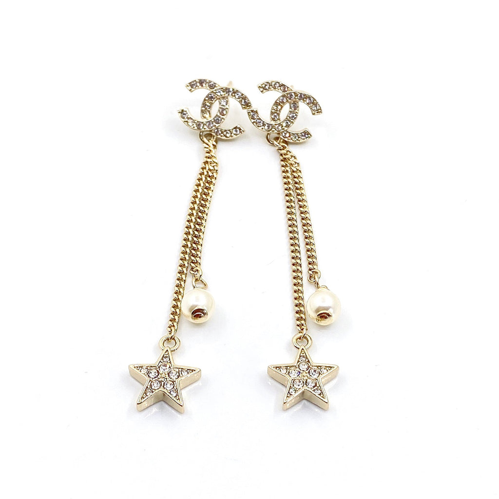 18K Chanel Pearl & Star Earrings