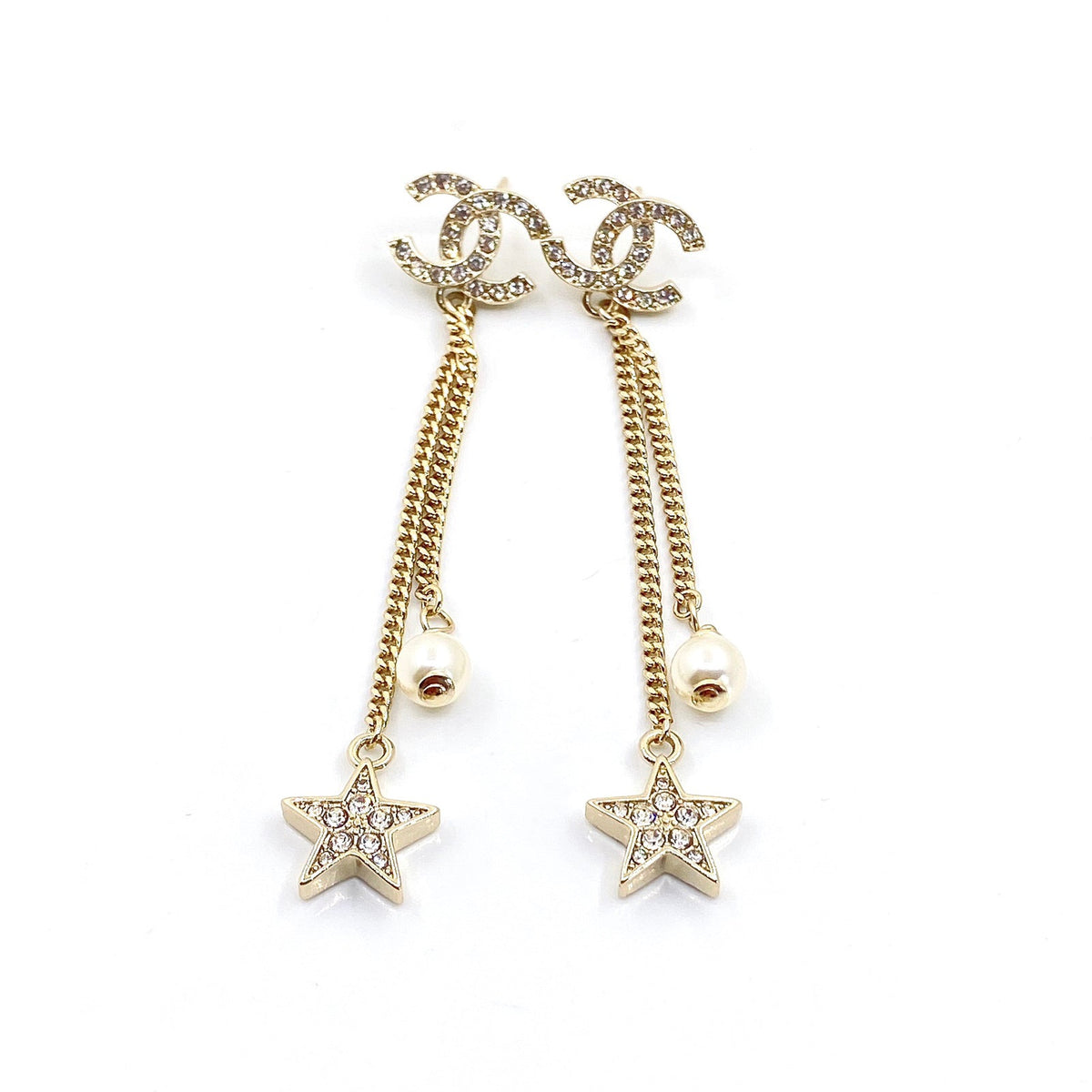 18K Chanel Pearl & Star Earrings