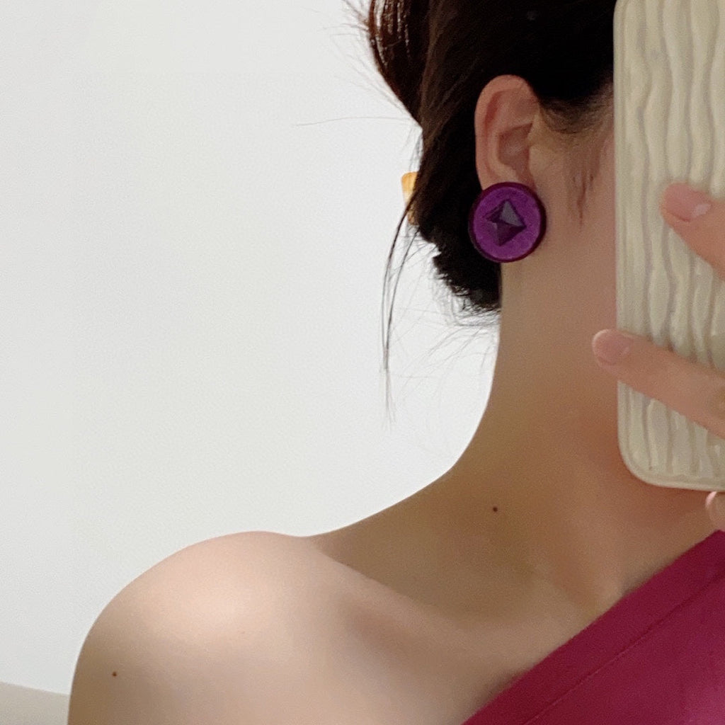 18K Vintage Chanel Purple Earrings