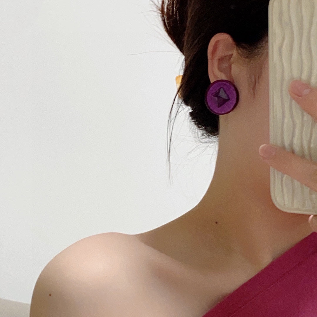 18K Vintage Chanel Purple Earrings