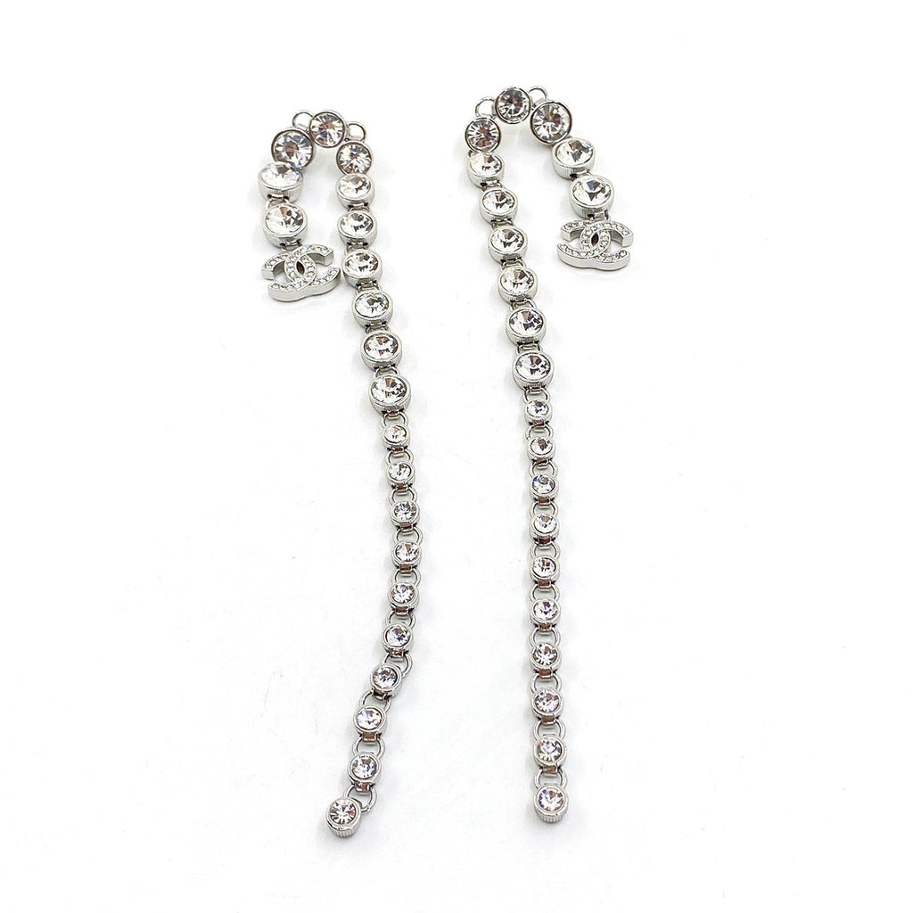 18K Chanel Long Crystal Earrings