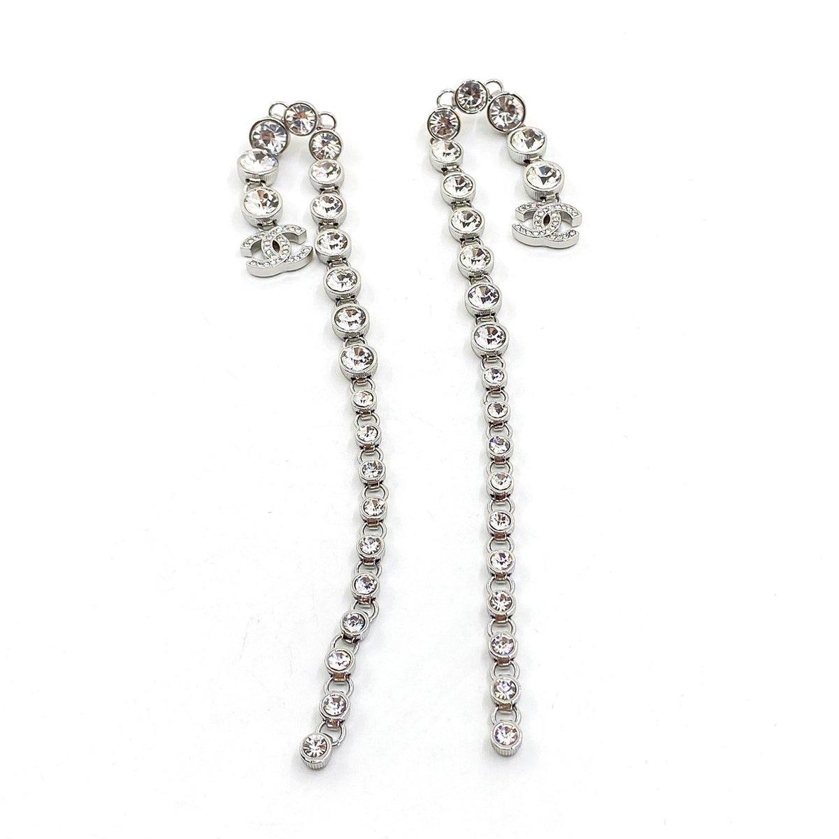 18K Chanel Long Crystal Earrings