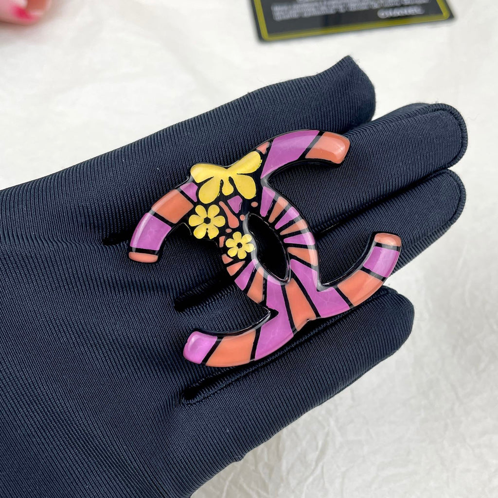 18K Chanel Pink Resin Brooch