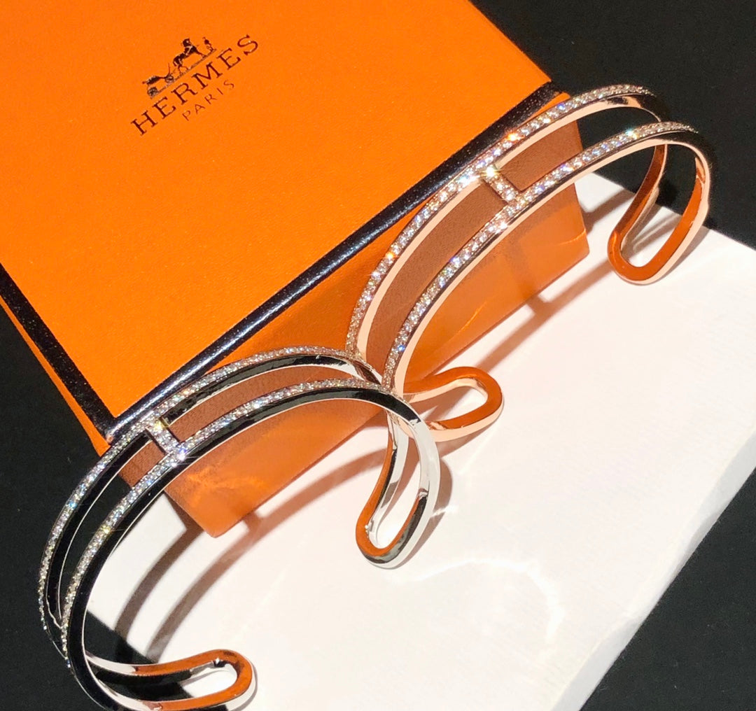 18K Ever Chain D¡¯ancre Cuff Diamond Hermès Bracelet