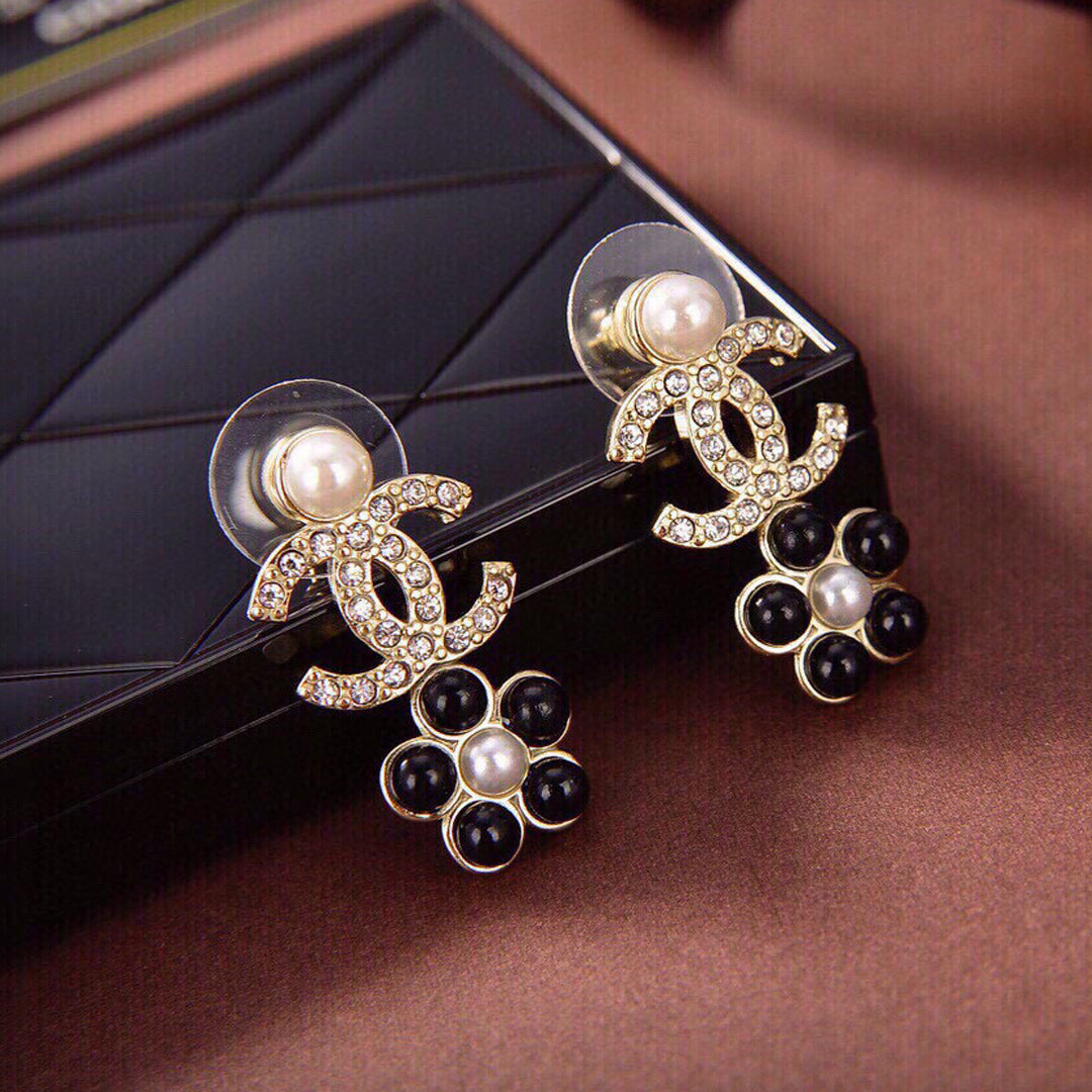18K Chanel Butterfly Pendant Earrings