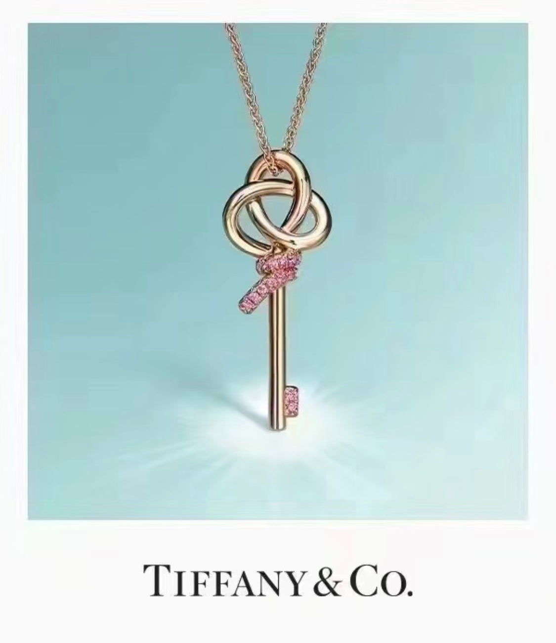 18K Tiffany & Co. Keys Woven Pink Diamonds Medium Necklace