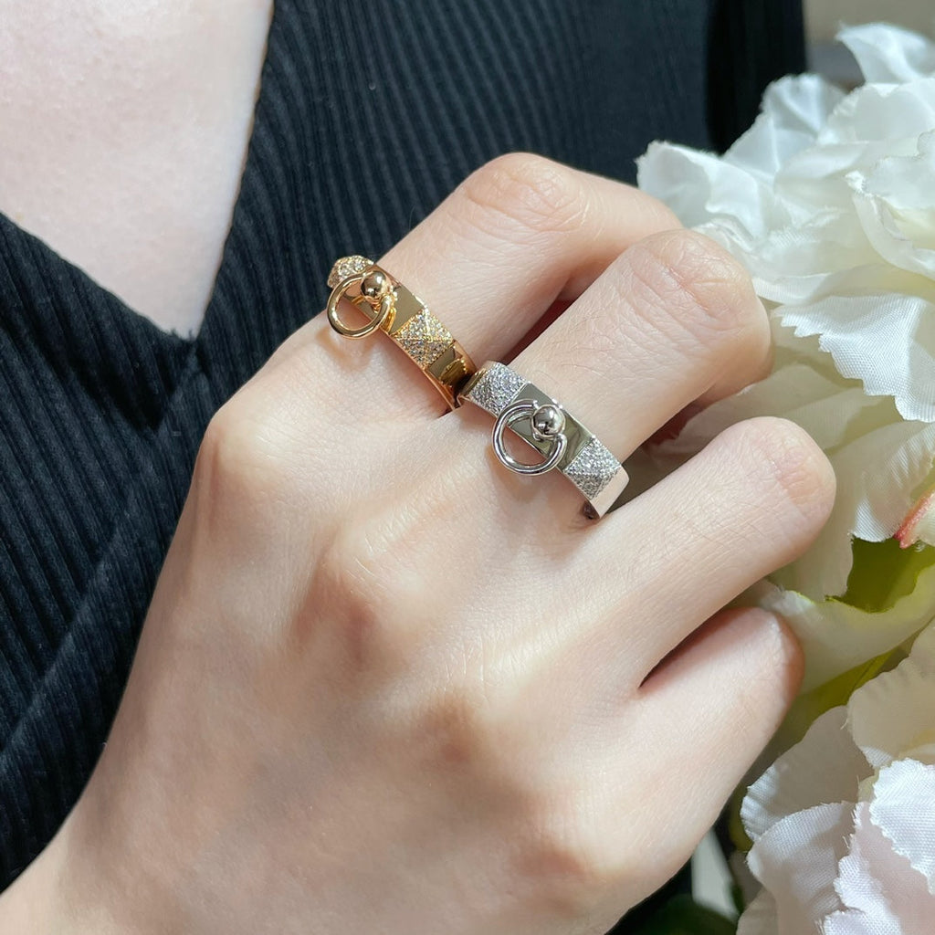 18K Collier De Chien Lock Diamonds Hermès Ring