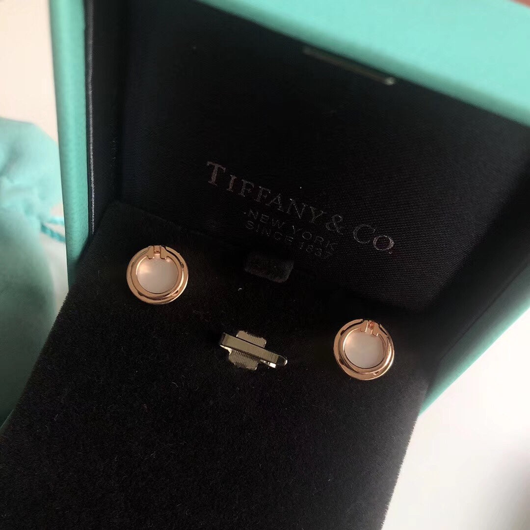 18K Tiffany & Co. Mother-Of-Pearl Circle Earrings