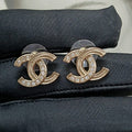 18K Chanel Vintage Diamond Gold Earrings