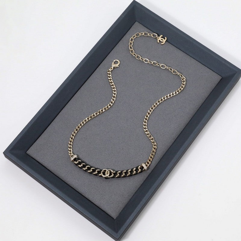 18K Chanel Vintage Gold Leather Necklace