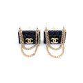 18K Chanel Black Bag Pendant Earrings