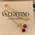 18K Valentino VLogo Red Cherry Gold Necklace