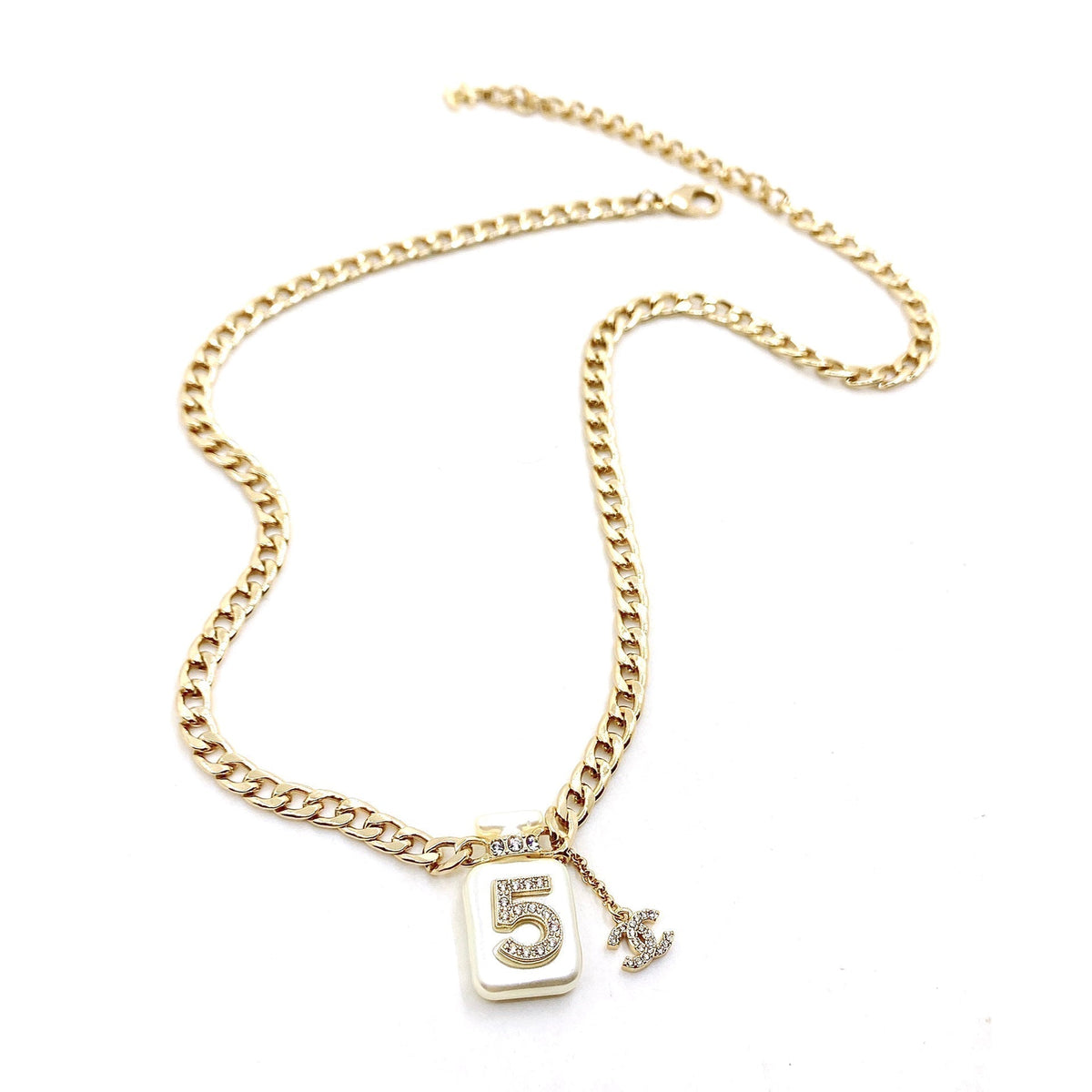 18K Chanel No.5 Perfume Pendant Chain Necklace