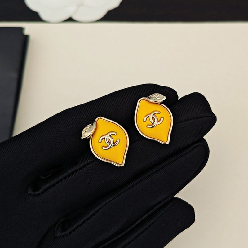 18K Chanel Yellow Leaf Gold Earrings