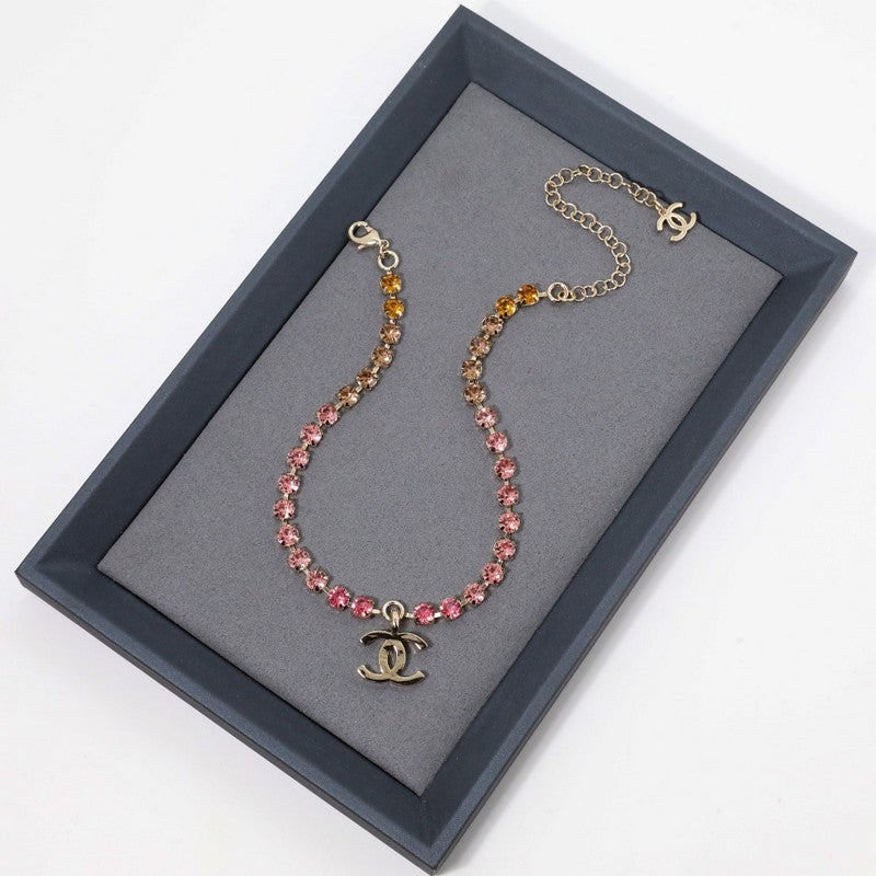 18K Chanel Pink Crystal Necklace