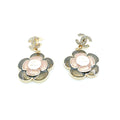 18K Chanel Flower Pendant Earrings