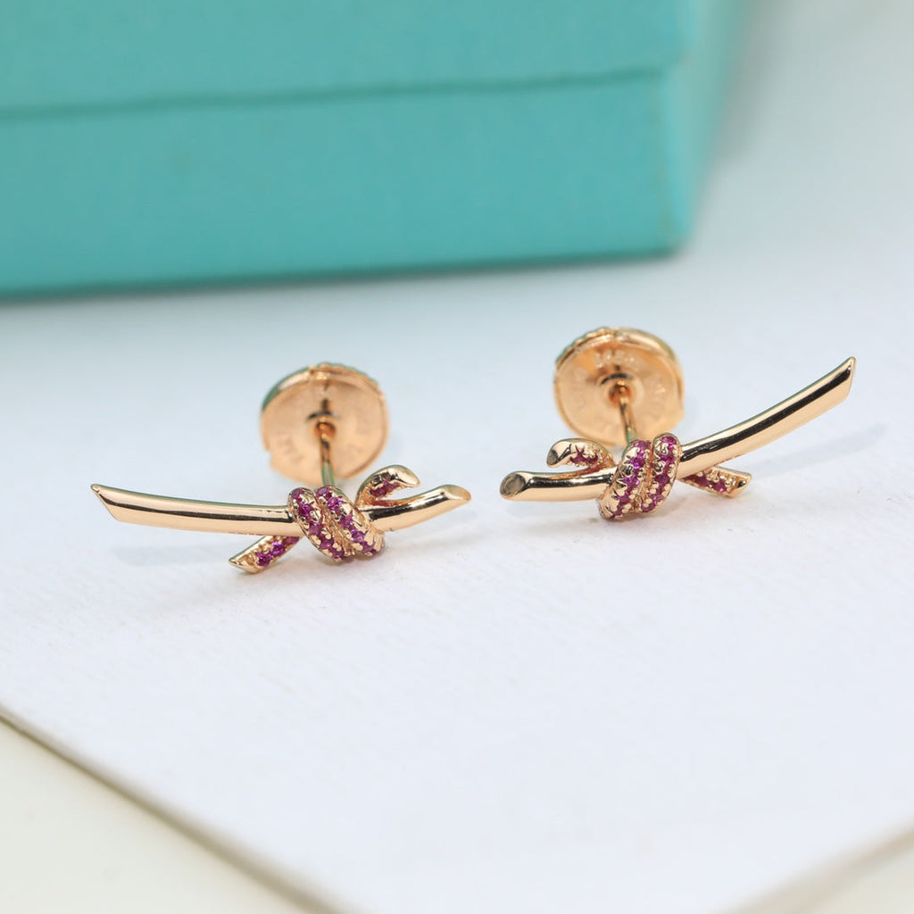 18K Tiffany & Co. Knot Pink Diamonds Earrings