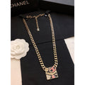 18K Chanel Pink Logo Chain Necklace
