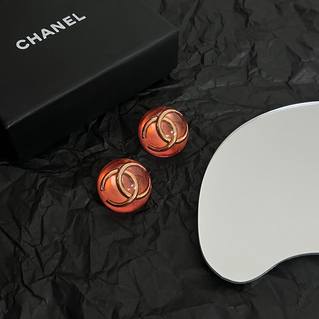 18K Vintage Chanel Red Crystal Earrings