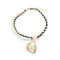 18K Chanel Pearl Bag Pendant Necklace