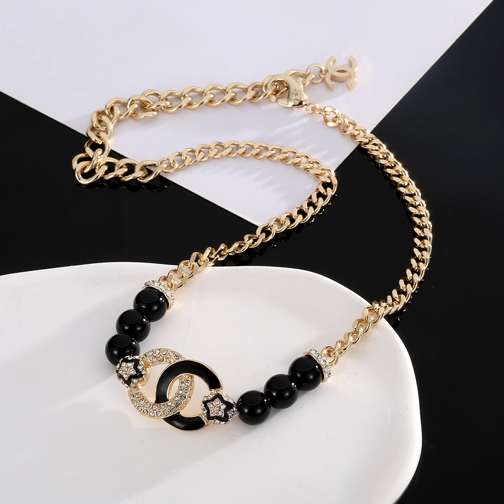 18K Chanel Black Pearls Diamonds Necklace