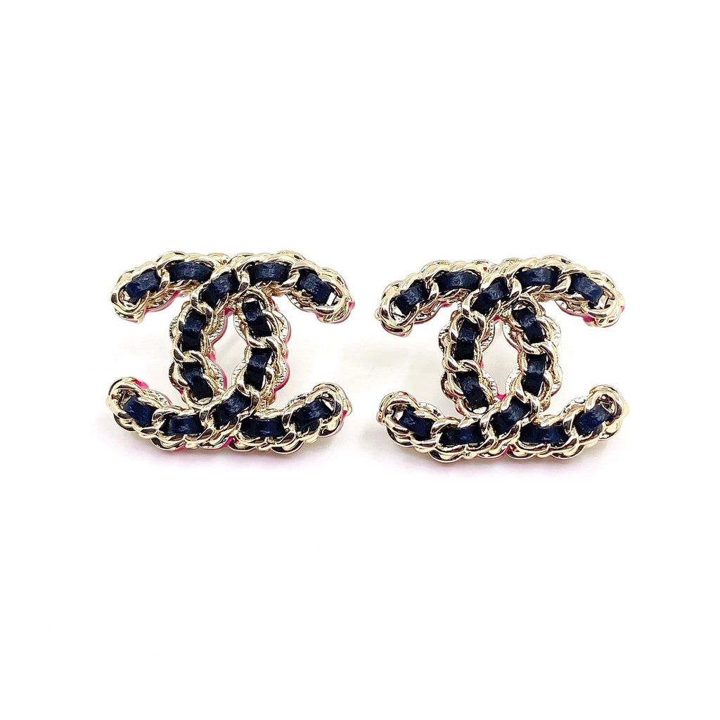 18K Chanel Pink Resin Leather Earrings