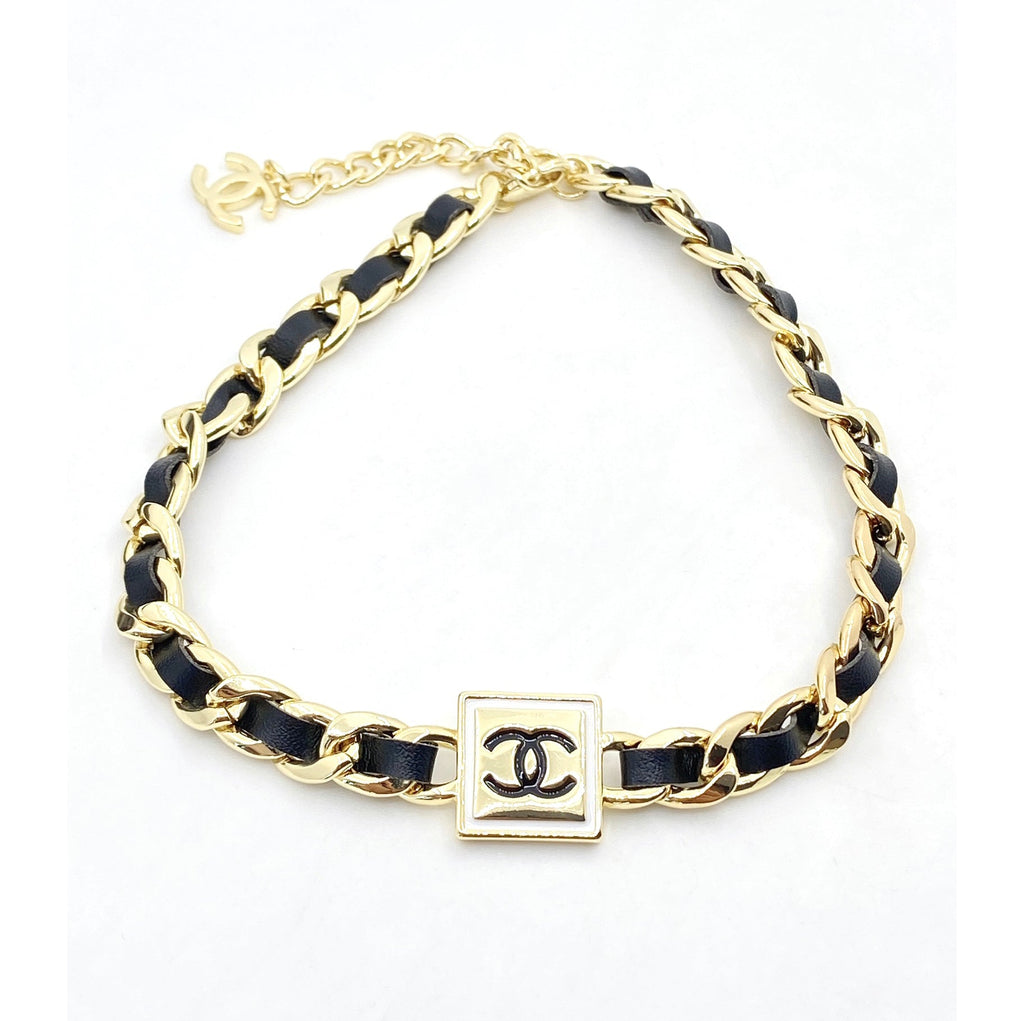 18K Chanel Leather Necklace