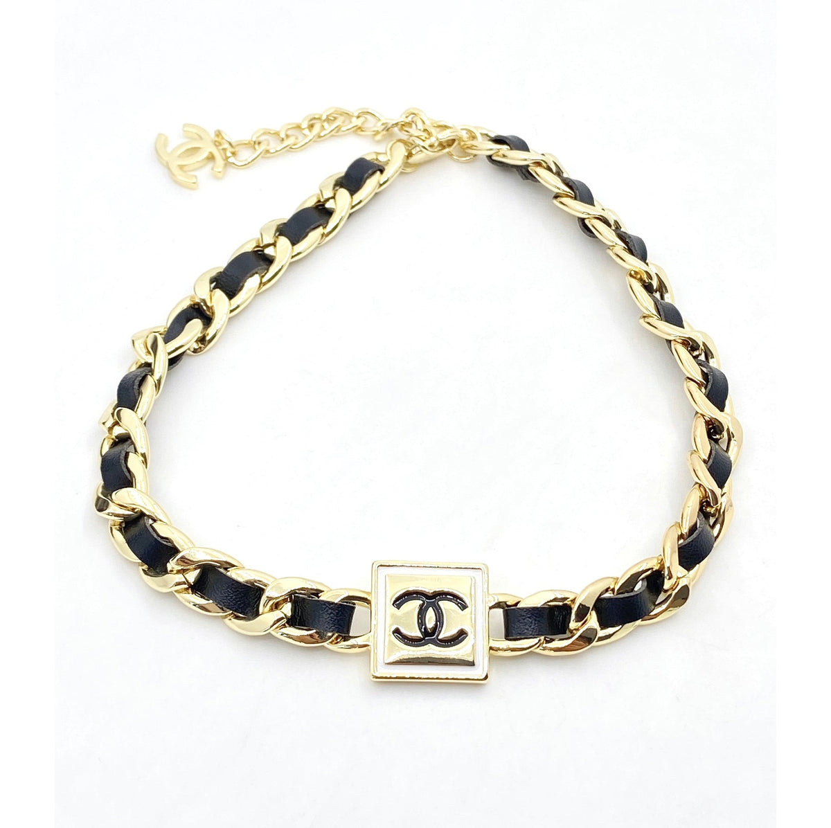 18K Chanel Leather Necklace