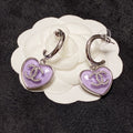 18K Chanel Purple Heart Earrings