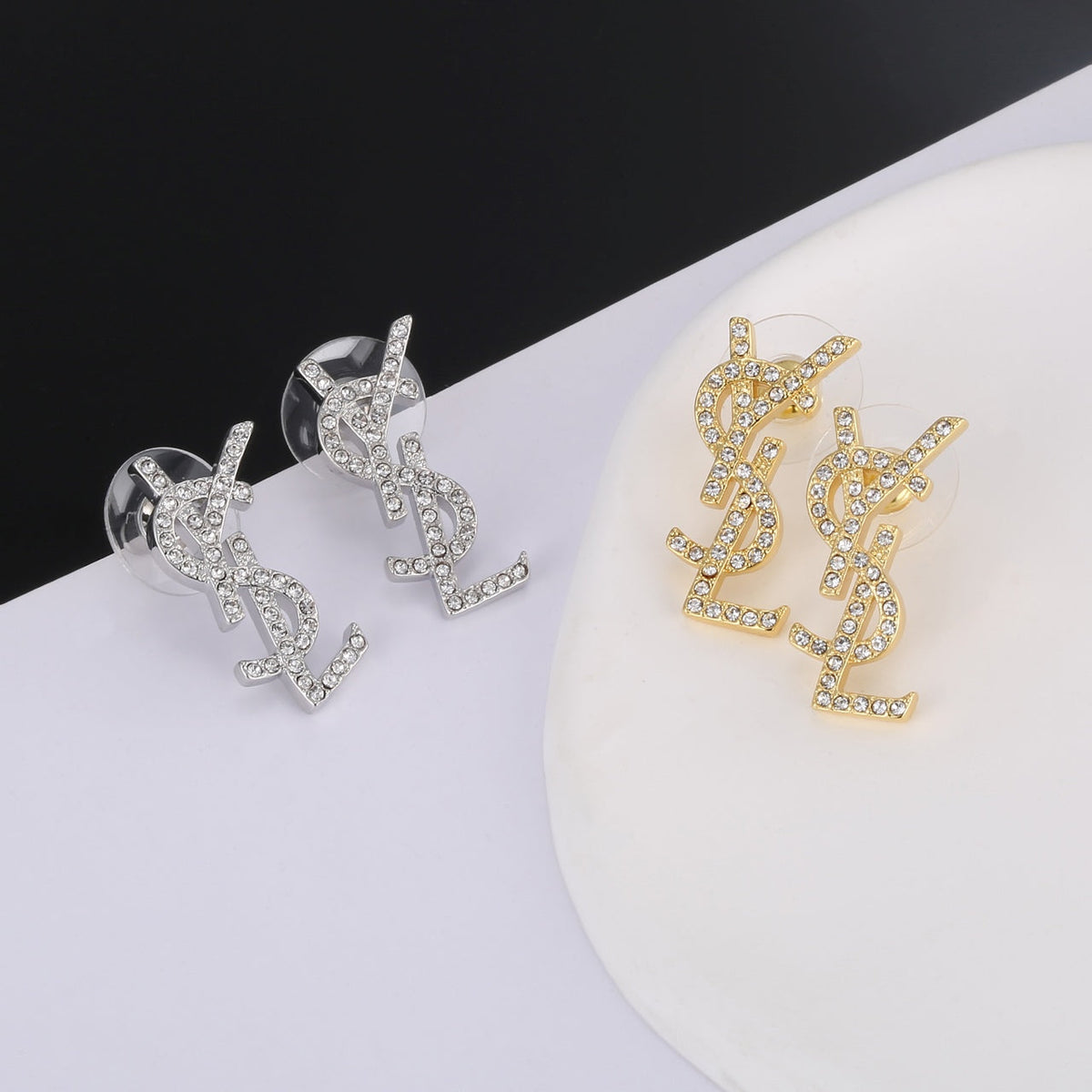 18K Saint Laurent YSL Classic Crystals Brooch