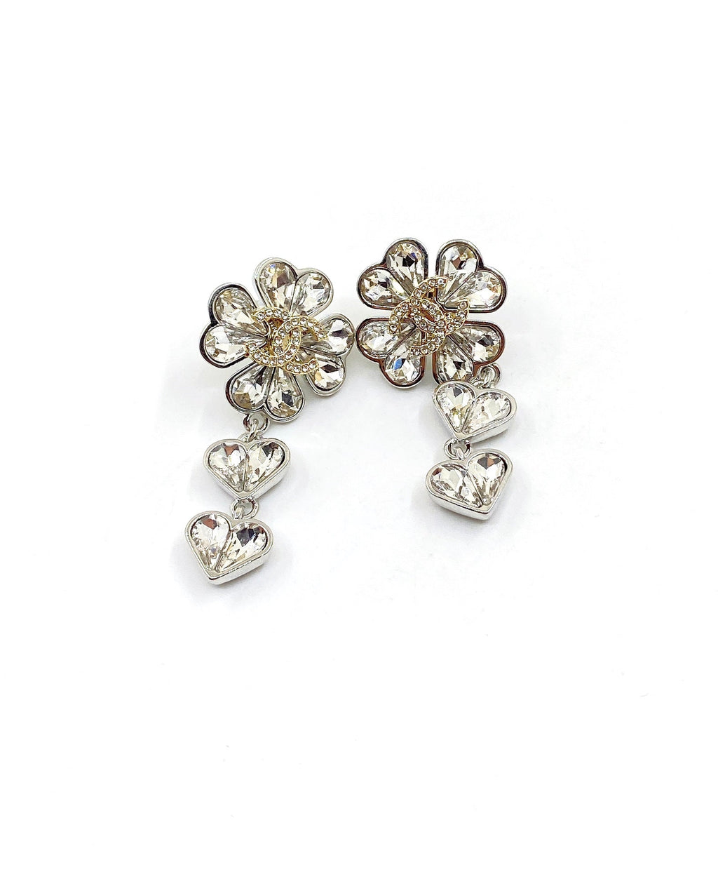 18K Chanel Crystal Flower Earrings