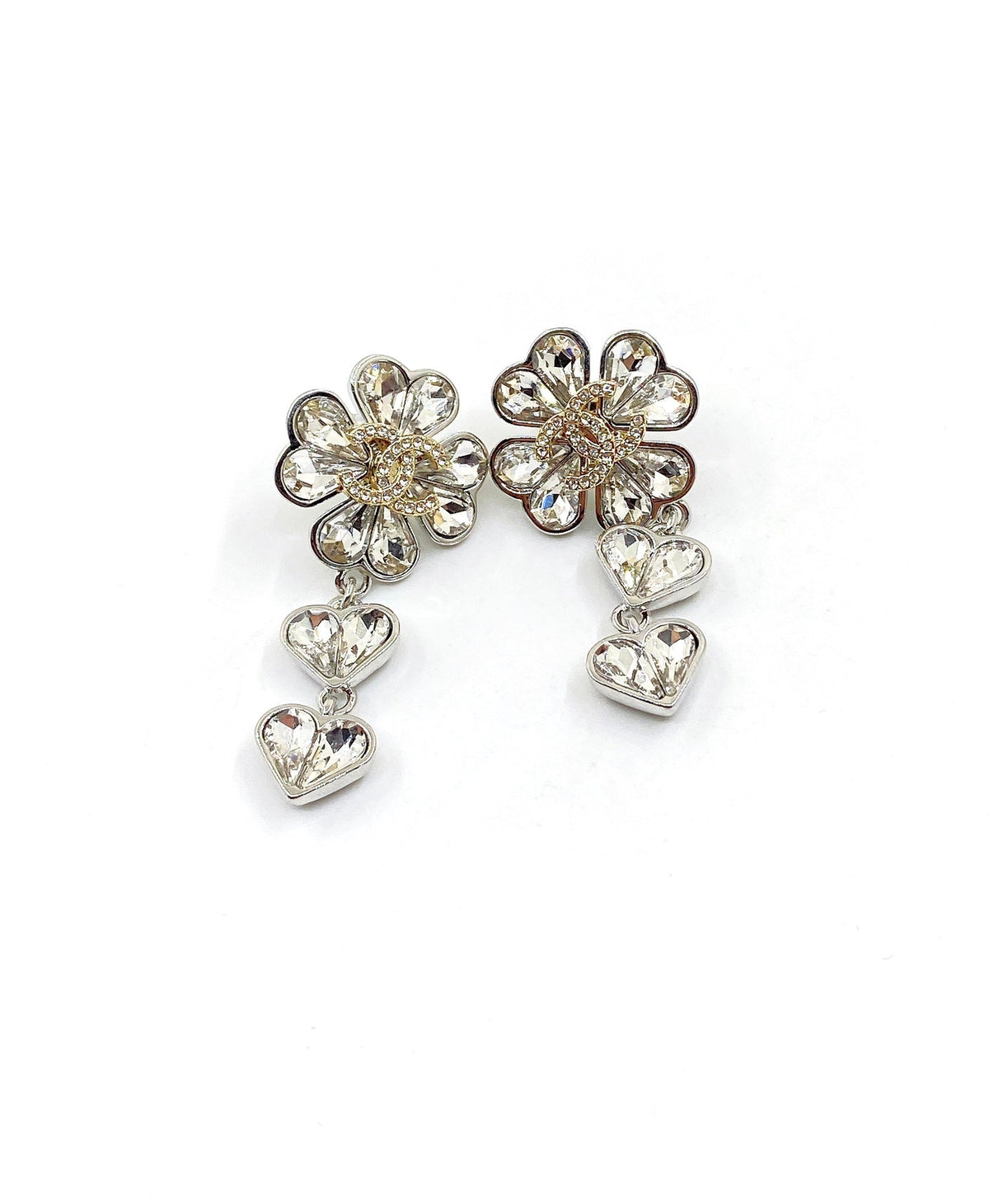 18K Chanel Crystal Flower Earrings