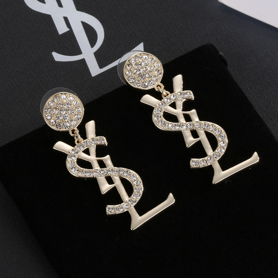 18K Saint Laurent YSL Diamonds Earrings