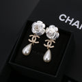 18K Chanel Flower Pearl Earrings