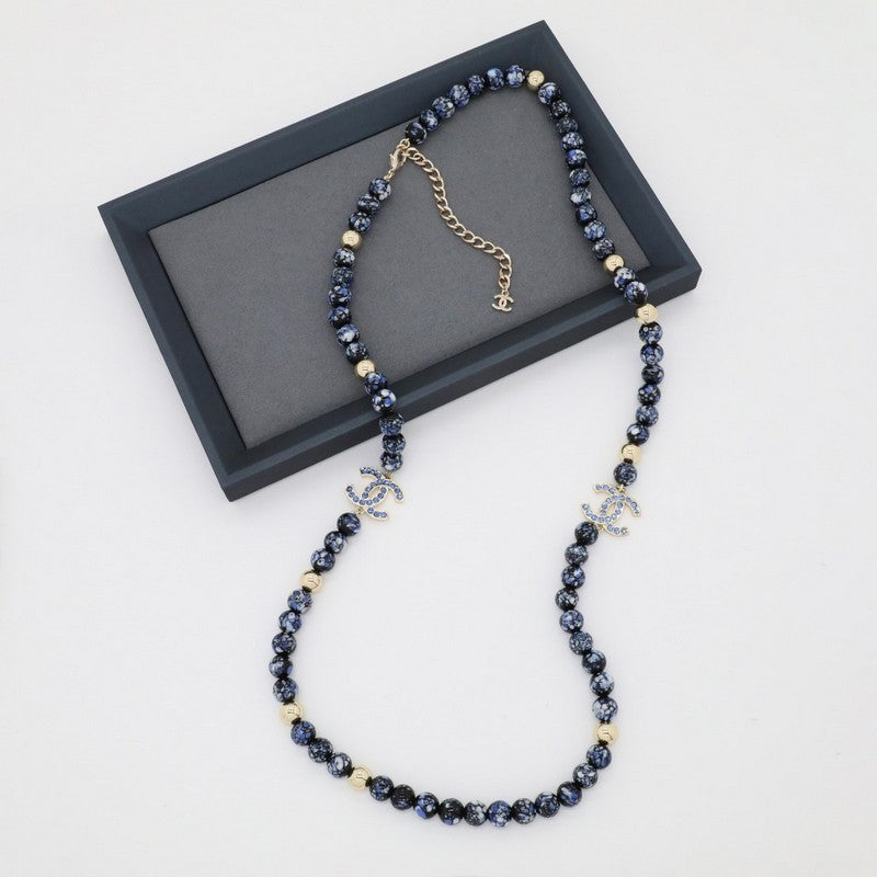18K Chanel Black Pearl Long Necklace