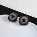 18K Chanel Black Square Earrings