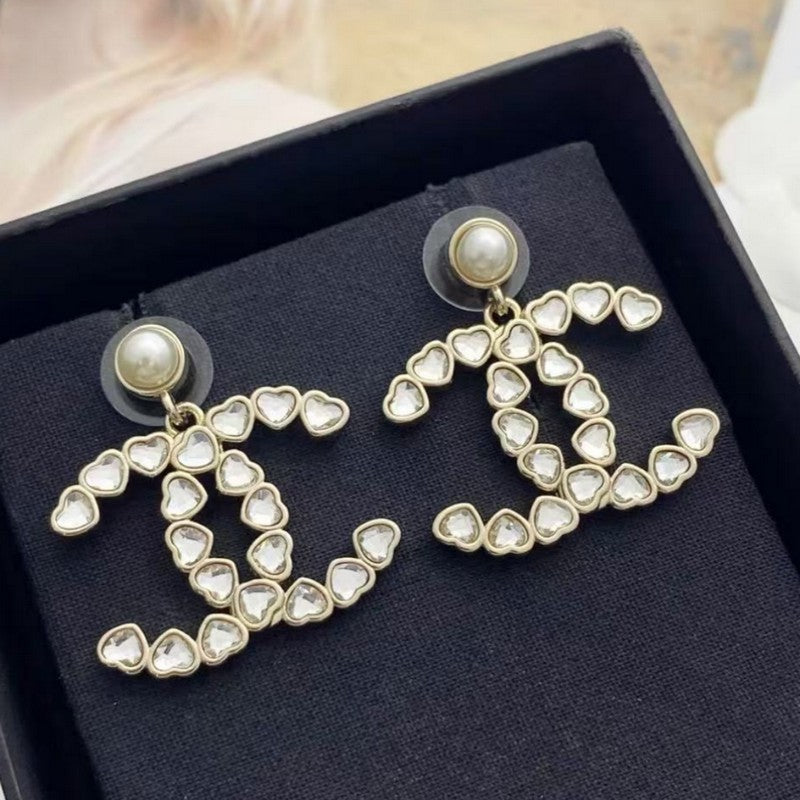 18K Chanel Pearl & Crystal Earrings