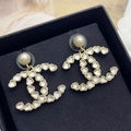 18K Chanel Pearl & Crystal Earrings