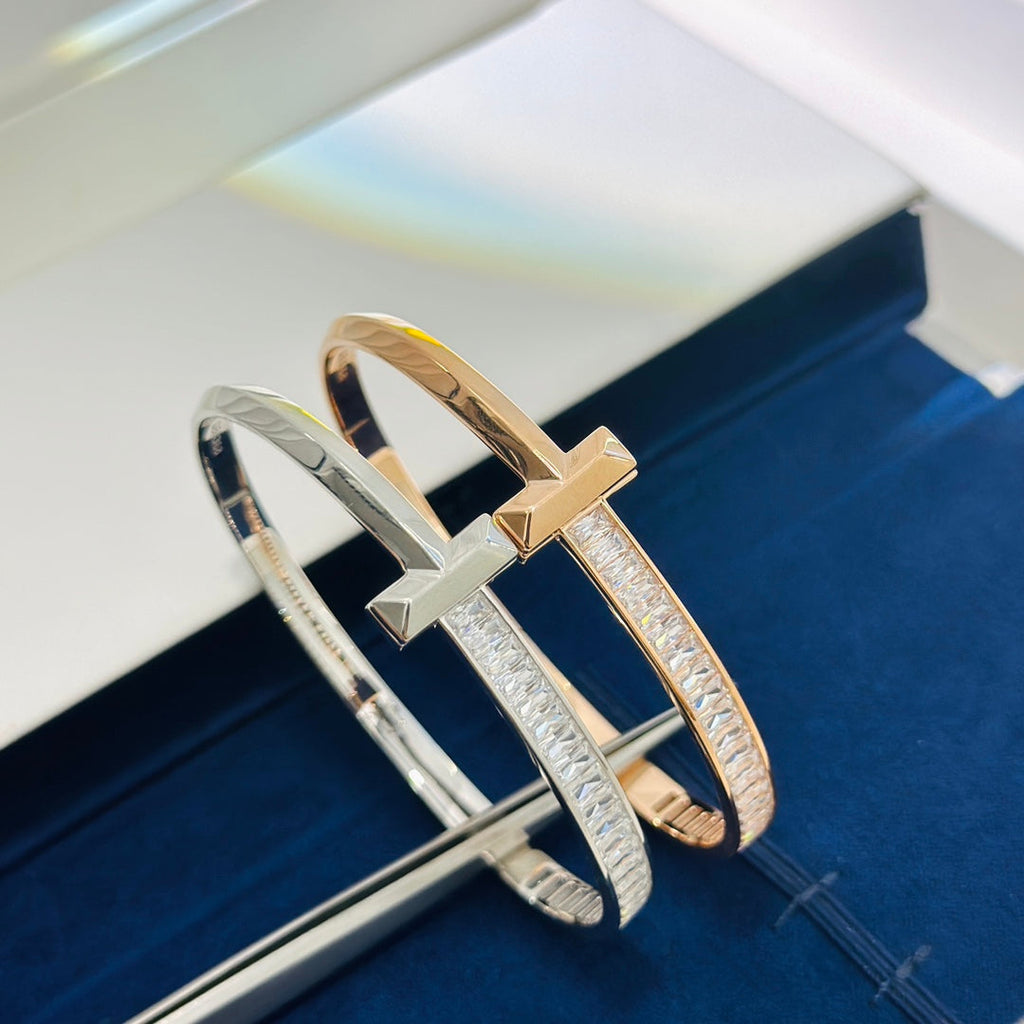18K Tiffany & Co. T1 Wide Diamond Hinged Bracelet