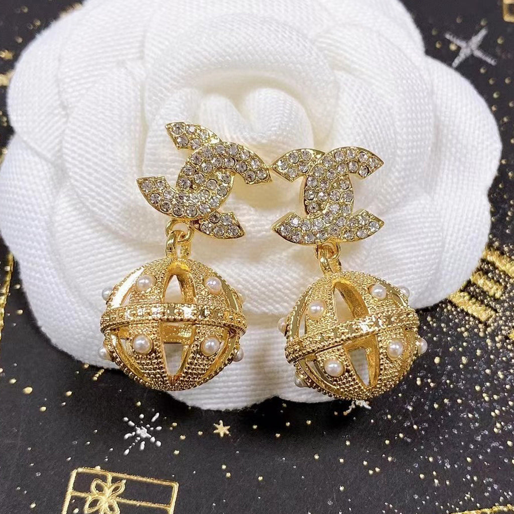 18K Chanel Ball Drop Earrings