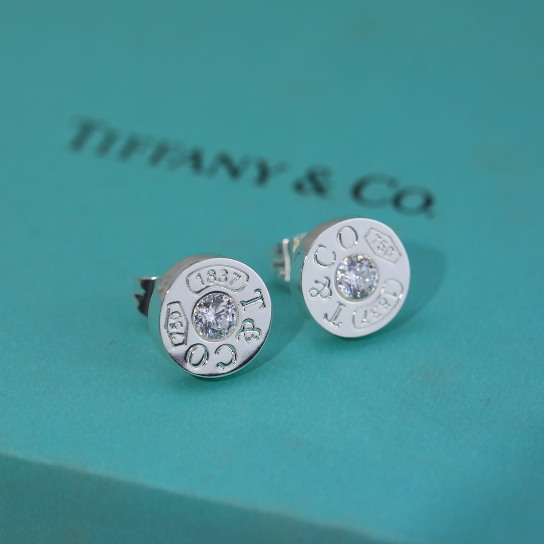 18K Tiffany & Co. 1837 Diamond Earrings