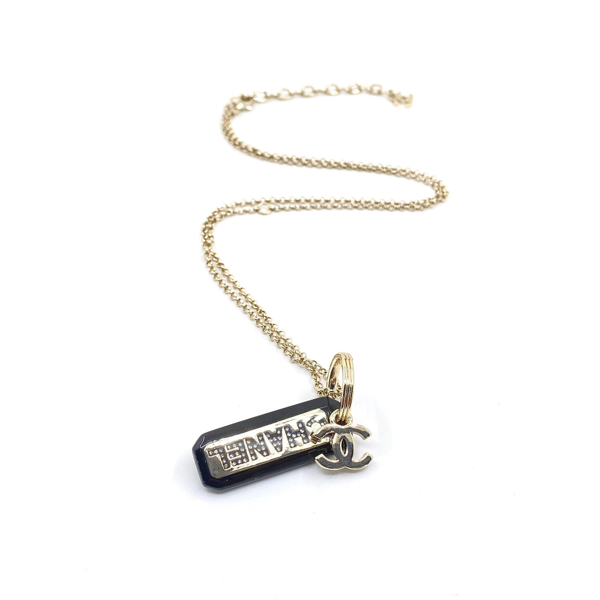 18K Chanel Black Plate Chain Necklace