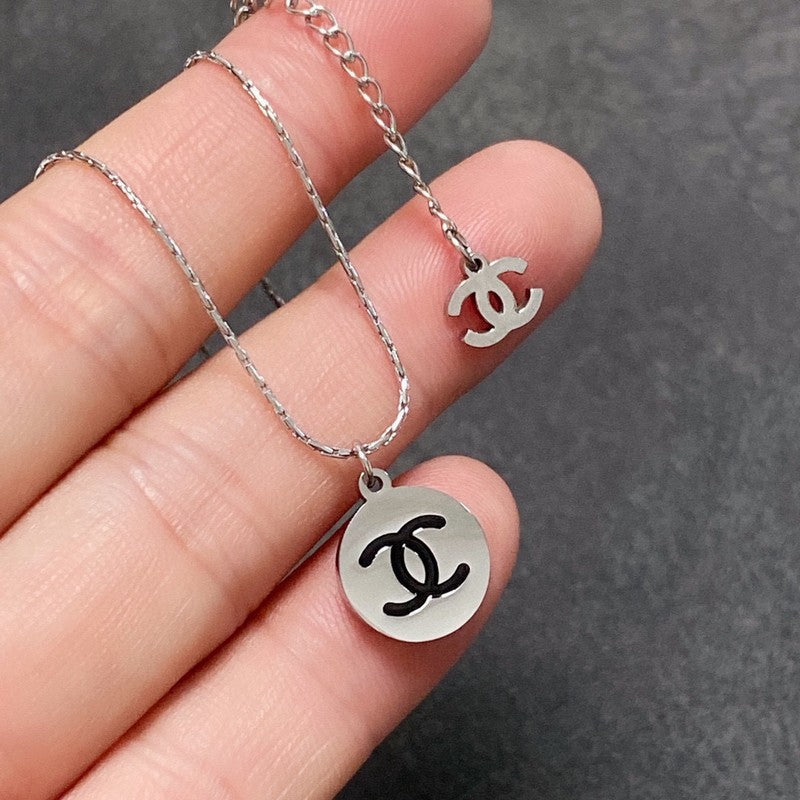 18K Chanel Round Logo Necklace