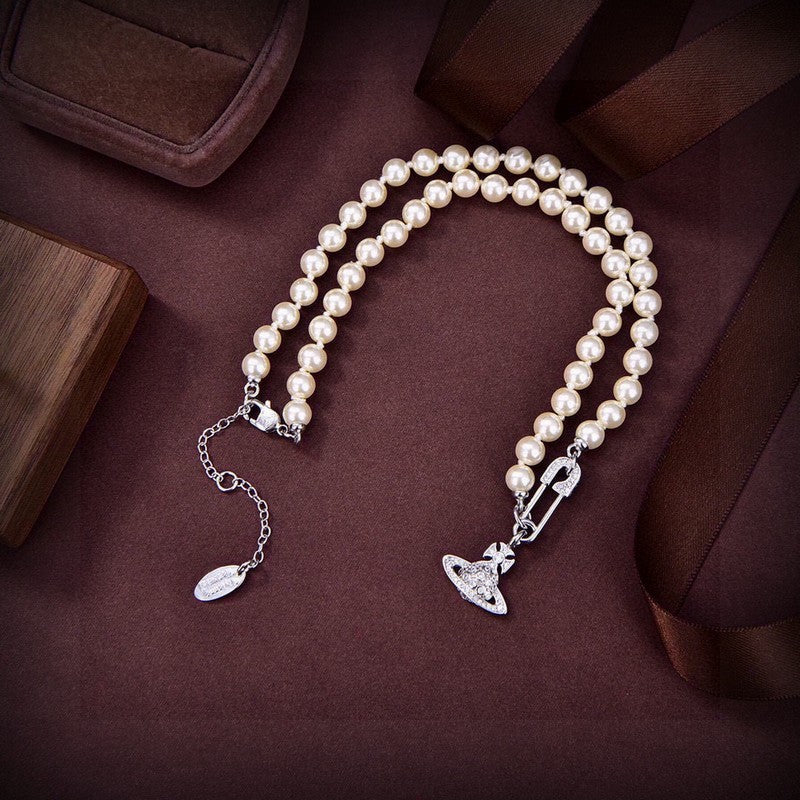 18K Vivienne Westwood Mini Bas Relief Pearls Necklace