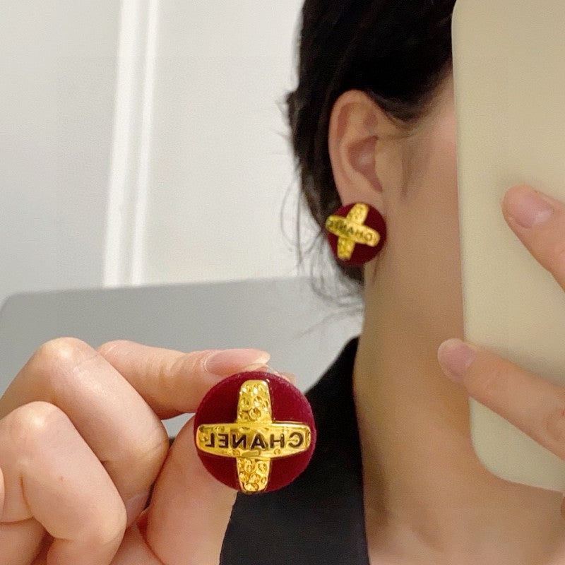 18K Chanel Red Yellow Gold Earrings