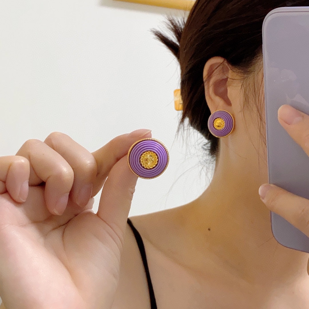 18K Chanel Purple Resin Earrings